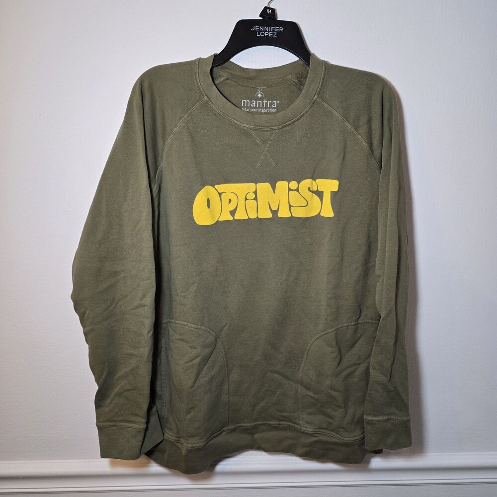Optimist Mantra Organic Cotton Sweatshirt Women’s Green XL Pullover W Pockets